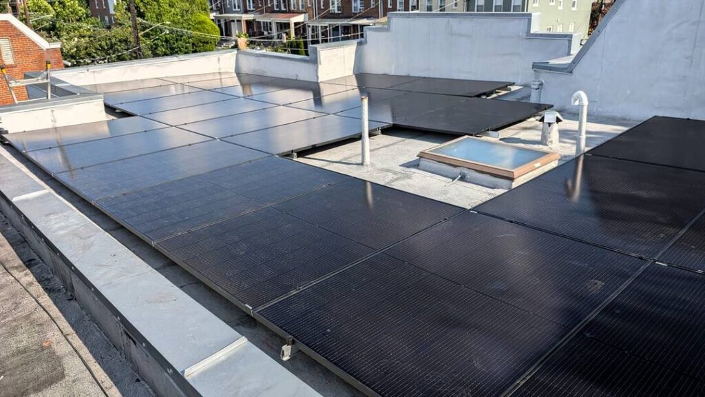 Solar on a flat roof in Northwest DC.